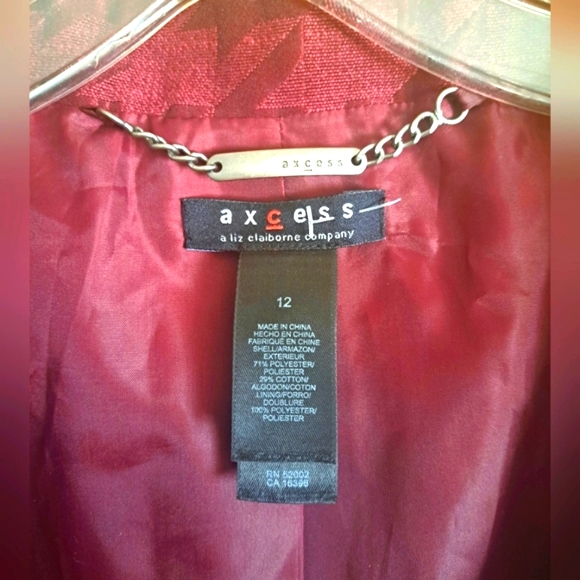 Axcess Burgundy Houndstooth Long Coat sz 12 NWOT - Picture 5 of 6